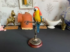 LEONARDO COLLECTION Macaw Figurine Parrot  Scarlet Rainbow Tropical Bird Perch