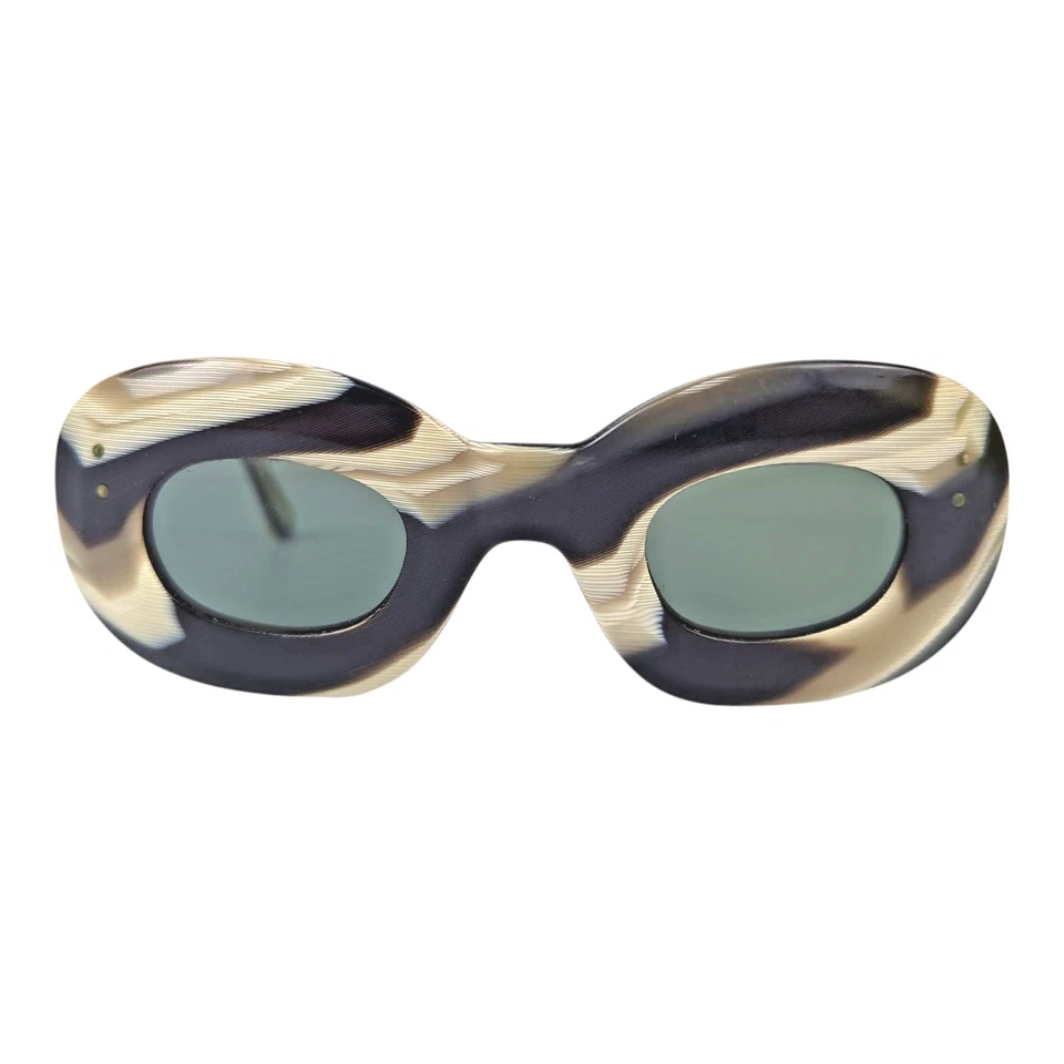 Vtg French Mod Sunglasses Black White Cateye 50s 60s Made in France "Renee" 537 - Image 2 of 4