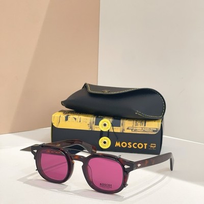 MOSCOT MEKLER Sunglasses Burgundy Havana Frame Pink Lens 46 24-145