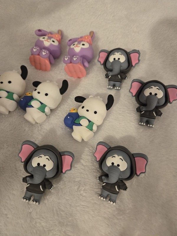 StellaLou Rabbit, Pochacco, Elephant  Keychain Figures, Pen Toppers