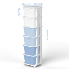 Image of 6 Drawers Rolling Storage Cart Lockable Wheels Plastic Mobile Utility Trolley UK