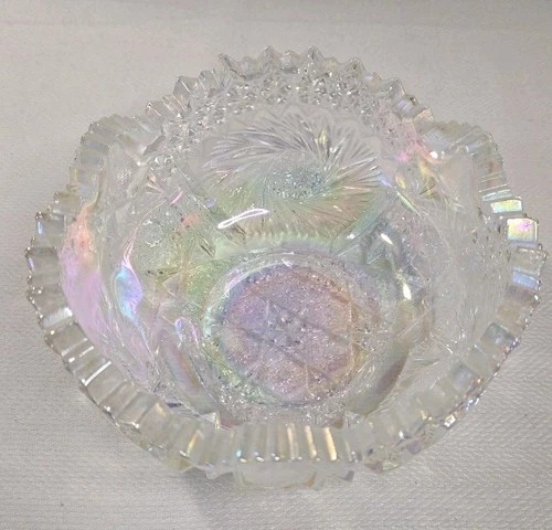 Vintage LE SMITH Carnival Iridescent Comet In The Stars Bowl