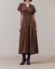 Grade & Gather Leopard Satin Midi Dress Size S