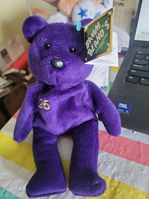 Salvinos Bamm Beanos Mark McGwire #25 Purple Bear Plush Stuffed Animal 1998