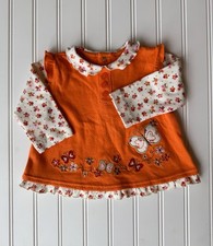 Vintage Kids Embroidered Butterfly Flowers Okie Dokie Girls 6-9 Months