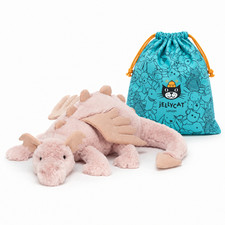 Jellycat Pink Dragon Plush Soft Toy Stuffed Animal with dust bag 30cm