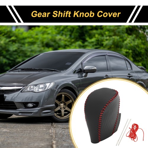 1 Pc Car Gear Shift Knob Cover for Honda Civic 2016-2021 Black Red Faux Leather - Picture 1 of 6