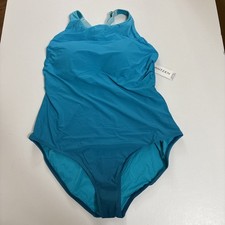 NWT Jantzen Womens 18W 1-Piece Freshwater Ombr Swimsuit Built-in Bra Adj Straps