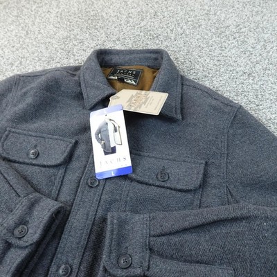 NEW JACHS Jacket Mens L Gray Sherpa Lined Herringbone Shirt Shacket Outdoor Work