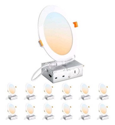 DLLT LED Recessed Ceiling Lights: 12 Pack 6 Inch 5CCT Ultra-Thin Lighting...