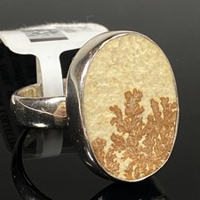 925 Sterling Silver Size Dendritic Opal Ring - Size 8 / 8 Grams / Aryo