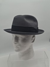 Vintage Royal Caribou Nobel Stetson Charcoal Grey Felt Fedora Hat Size 7 1/8
