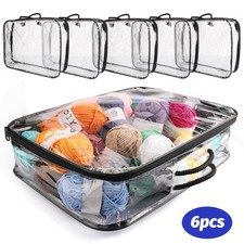 6Pcs Transparent Yarn Storage Bags, Portable Knitting Craft Organizer Tote