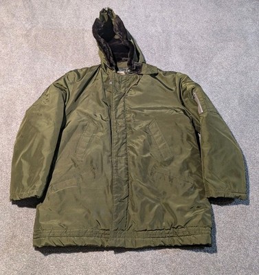 Vintage Army Jacket Mens L B9 B-9 Parka Split Hood 50s 60s
