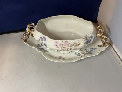 Vintage Limoges France Floral 13  Serving Platter and 10 1/2  Serving Bowl