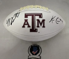 KC Concepcion & Mario Craver Signed White Texas A&M Aggies Football Beckett Auto