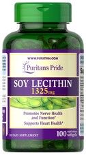Puritan's Pride Soy Lecithin 1325 mg - 100 Rapid Release Softgels