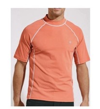 Coolibar Tulum Short Sleeve Surf Rash Guard Large  Orange