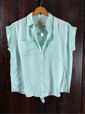 Thread and Supply Mint Linen Short Sleeve Women's Top Small