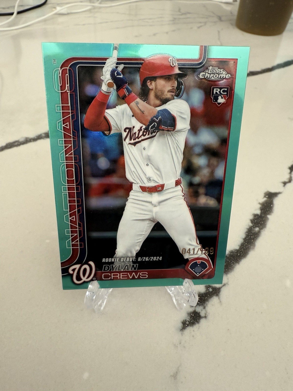 2025 Topps Chrome Update Dylan Crews #USC190 Rookie Debut Aqua / 199 RC Rookie