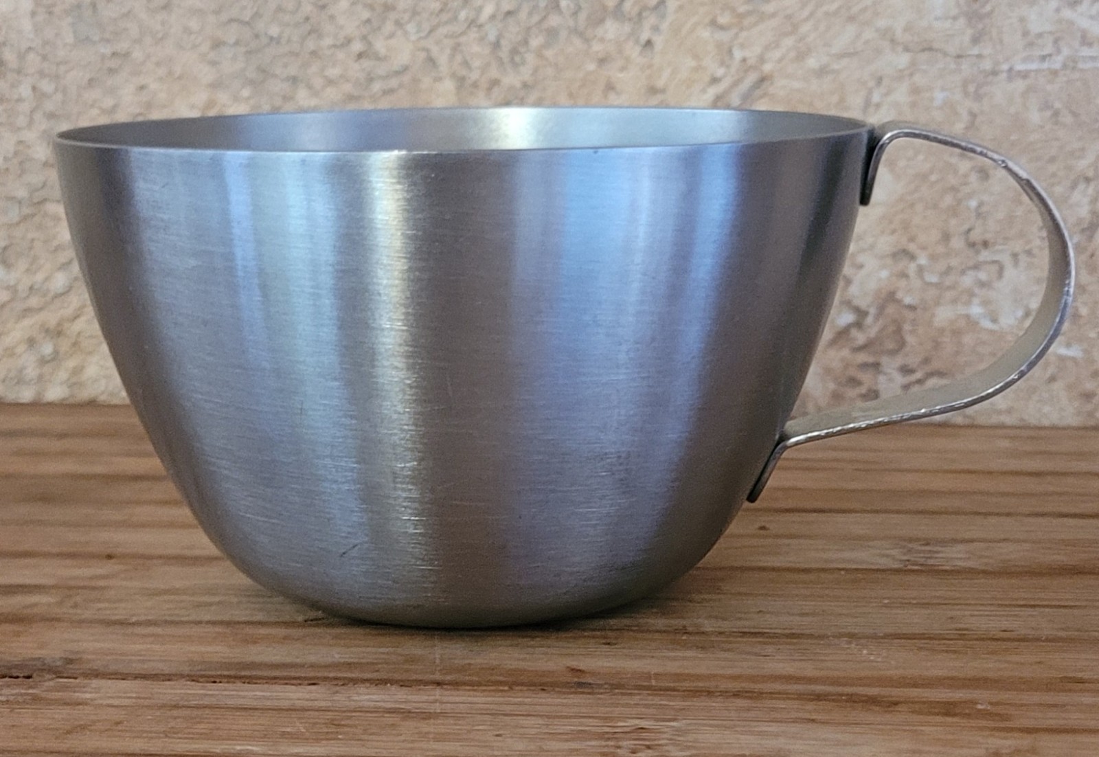 Vintage AMCO T.S. Brushed Aluminum Cup Mug w/ Handle Mid Century Camping