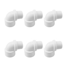 6PCS White 90 degree Street Elbow Coupling 3/4'' PVC Male Thread to Female