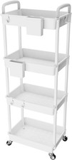 4 Tier Rolling Utility Cart with Handle, Utility Cart Made of