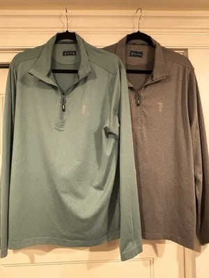 Lot of 2 William Murray 1/4 Zip Long Sleeve Golf Pullover Mens Large Green Gray