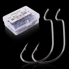 10PCS Wide Crank Fishing Hooks Carbon Steel Offset Fishhook 5/0#-1# Bass Barbed 
