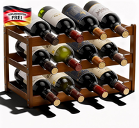Weinregal FüR 12 Flaschen Stapelbar Bambus Schmal Wandmontage Wohnzimmer KüChe