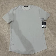 NWT BYLT Men's Medium Storm Gray Everyday Short Sleeve Drop Cut Curved Hem Shirt