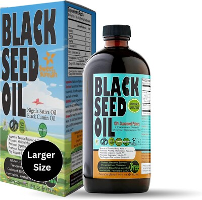 Black Seed Oil 32 oz - USDA Organic 100% Pure COLD PRESSED Cumin Nigella Sativa