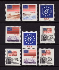 1981 US Regular Issue Set of 9 - 1890-1896 Flag & Anthem, Supreme Court MNH