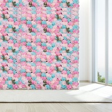 12pcs Artificial Flower Wall Rose Floral Panel Backdrop Decor for Party Wedding