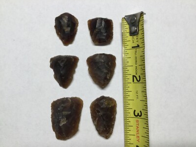 Set of six small / medium sized knife River flint thumb scrapers