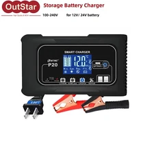 HTRC 20A Storage Battery Charger 12V/24V LiFePO4 Li Motorcycle Battery Charger
