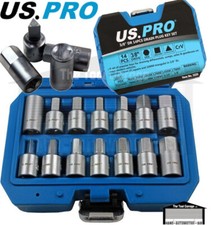 US PRO Tools 3/8" dr 14pc Drain Sump Plug Key Set, Engine Gearbox Diff NEW 3225
