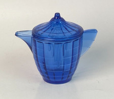 Akro Agate Tea Set Stacked Disc  Interior Panel Teapot With Lid 3-5/8"