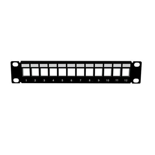 ProfiPatch Patchpanel Verteilerfeld 12-Port Keystone Jack Modul 10" 1HE schwarz