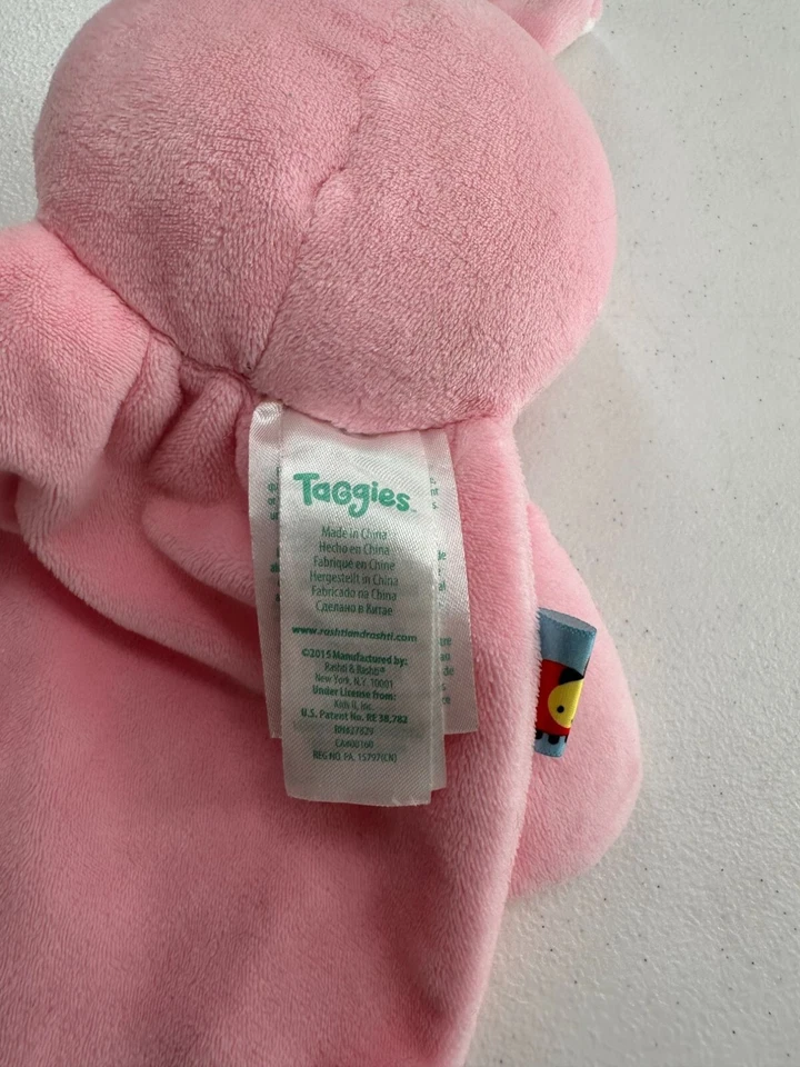 Manta de seguridad Taggies Pink Bunny Baby Lovey etiquetas texturizadas felpa suave Pascua a Foto 2 de 4