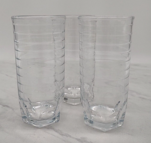 Libbey Ribbed Glassware LIBBEY CRISA Cute Ribbed Circles Tumbler Juice Glasses Set Of 3 VTG | eBay