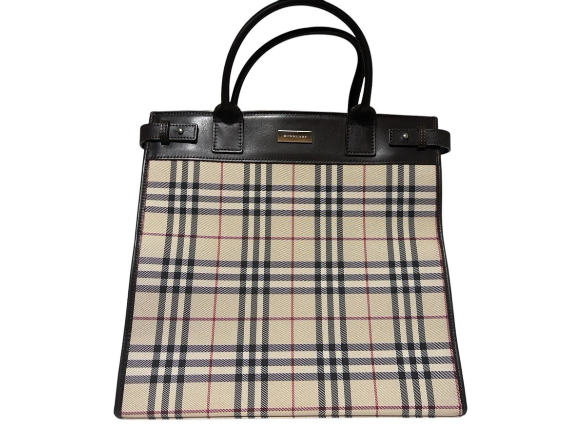バッグ BURBERRY Tote Bag Nova Check Canvas Burberry Tote Top Zipped Bag House Nova Check PVC Canvas