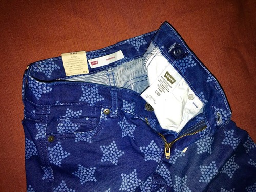 NWT LEVIS Girls Sz 12 Bermuda Jean SHORTS Blue Star print - Picture 3 of 12