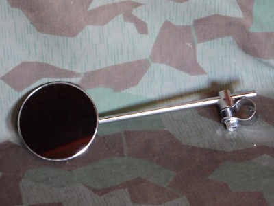 Vintage Style 4'' Round Long Stem Mirror And Clamp. Fits 1'' Bars.