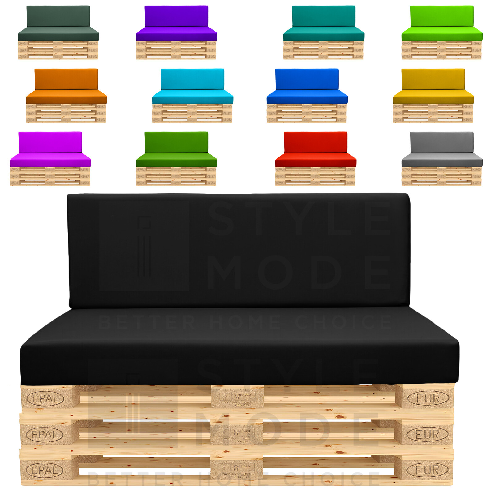 Cojines de asiento Euro Pallet sofá de jardín exterior almohadillas de asiento de espuma resistentes al agua