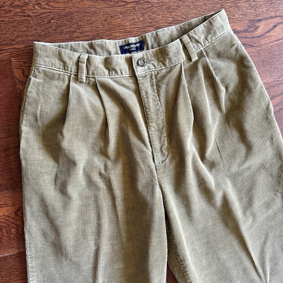 Vtg Levi's Dockers Khakis Corduroy Pants Pleated Mens Sz 31X29 Cotton University - Image 3 of 4