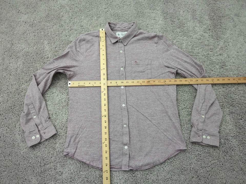 Camisa con botones Penguin by Munsingwear para hombre grande púrpura mangas largas Foto 3 de 4