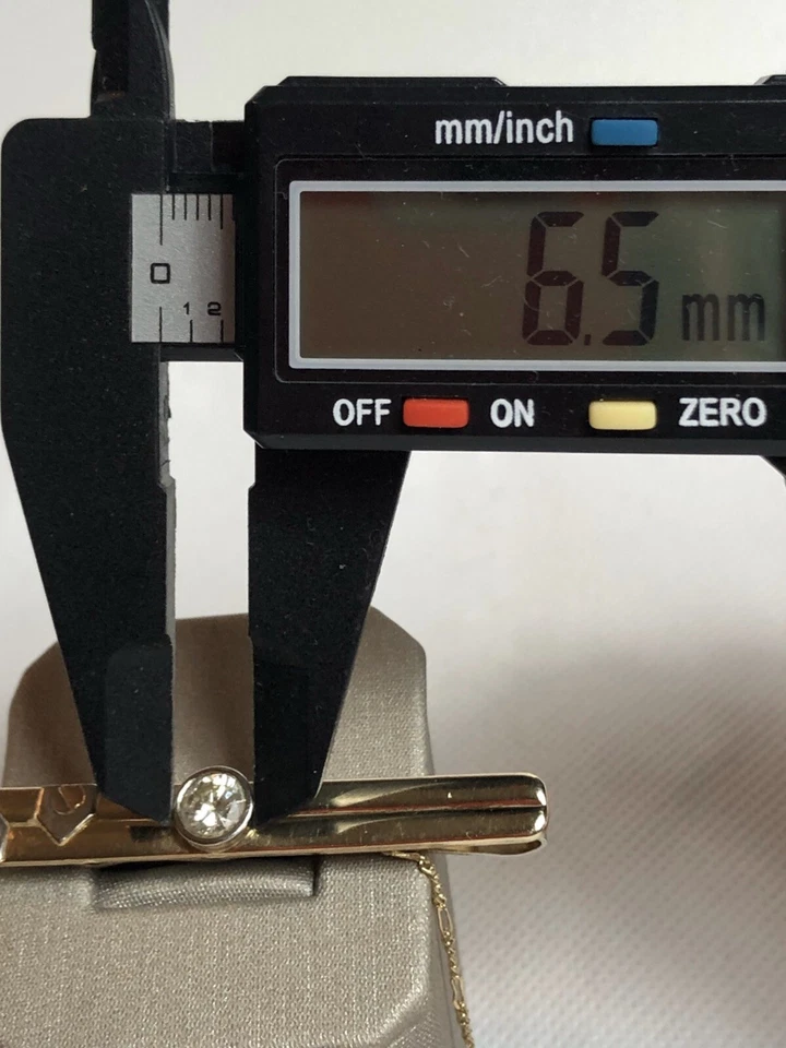 New Fine ITALY 14k Multi-tone Gold Brilliant Diamond 6.00 mm Men’s Tie Clip - Image 3 of 4