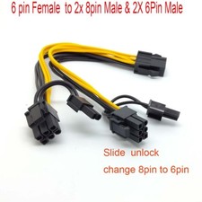 10x PCI-E 6-pin to 2x6 2-pin 6-pin/8-pin Power Splitter Cable PCIE PCI Express