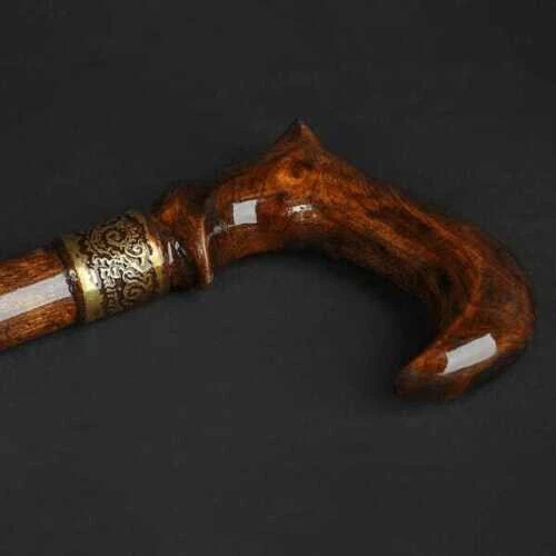 Bastón de madera tallado Derby de lujo bastón hecho a mano diseñador de regalo Foto 4 de 4